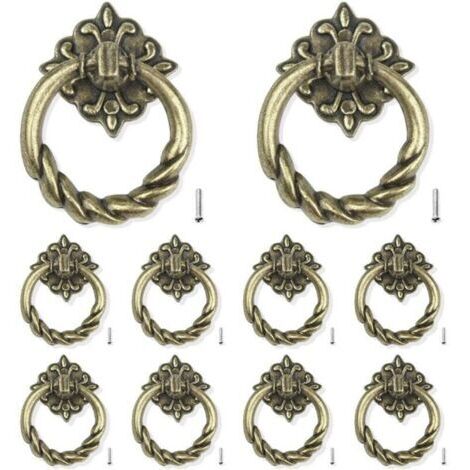 Lot de 10 poignées de porte et tiroir, en bronze, pour meubles de cuisine, portes de tiroirs et armoires, vis de montage arrière