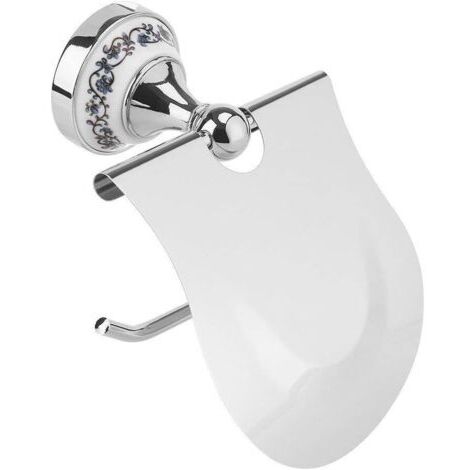 Classique de salle de bain wc Rouleau de papier support avec façade étanche à fixer au mur Bleu et blanc en porcelaine Motif (1/4)