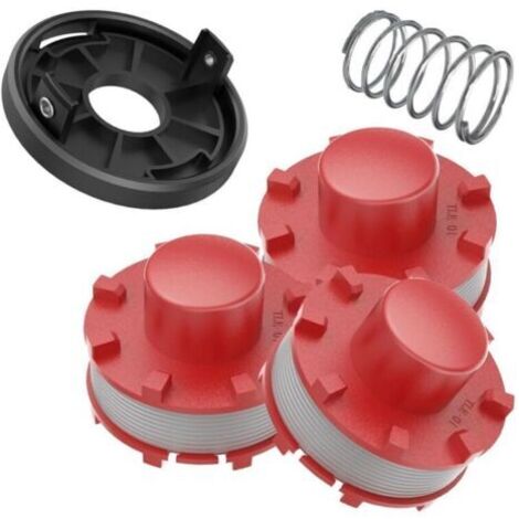 Bobines compatibles avec la débroussailleuse Einhell GE-CT 36/30Li E, remplacent les bobines de rechange Einhell 3405096 (3 bobines de rechange + 1 capuchon + 1 ressort).