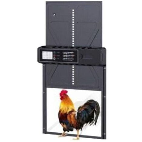 Porte de poulailler automatique minuterie à énergie solaire IP45 étanche, Porte Automatique Poulailler en Aluminium avec Minuterie, Ouvre-Porte Vertical (Fonctionne uniquement sur piles)