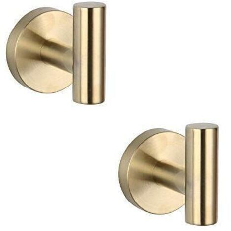 Lot de 2 patères en acier inoxydable SUS 304 doré brossé pour salle de bain (1/4)
