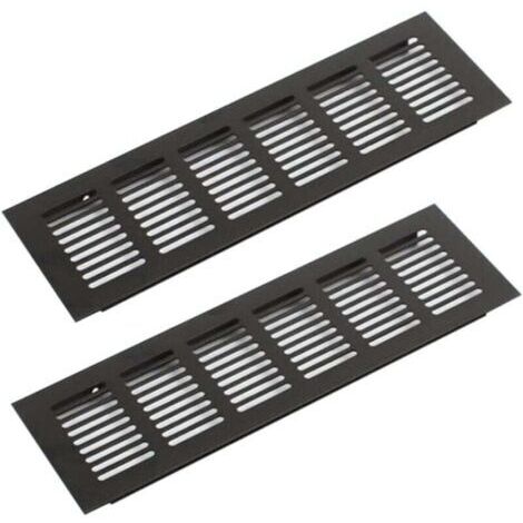 Grille Aération Aluminium 2 Pièces Grille d'Aeration Grille de Ventilation Rectangulaire Grille d'Aeration en Alliage Grille Daération Extérieure pour la Ventilation Noir 250 X 80mm