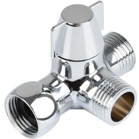 Valve 3 Voies En Laiton Massif, Inverseur à 3 Voies Commutateur Vanne, Vanne DéRivation Douche à 3 Voies, Vanne D'Adaptateur En T G1 / 2\", Pour Douche, Douchette Et Bras De Douche Inverseur (1/3)