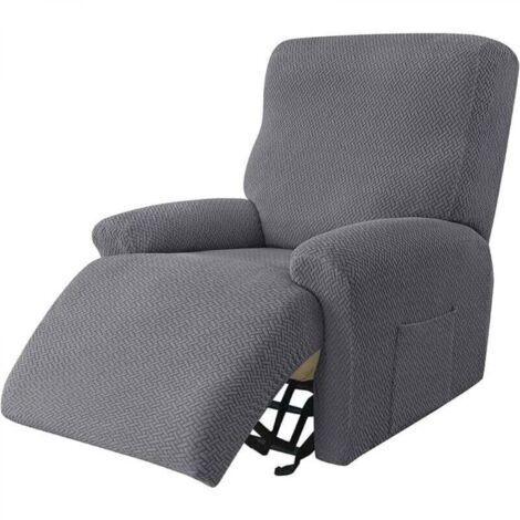Housse De Fauteuil Relax Extensible, Housse Fauteuil Relax Jacquard 1 Pièces Fauteuil Relax Housse Antidérapant Housse De Chaise Inclinable Amovible Lavable pour Salon, GRIS FONCé