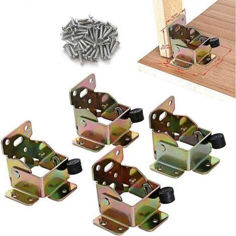 Lot de 4 supports pliables en fer avec verrouillage pour table, chaise, lit, pieds, charnières autobloquantes avec vis (1/5)