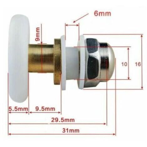 Porte Coulissante Douche 4 pcs 25mm, Poulie Excentrique pour Portes Cabine Douche Coulissante Pour Remplacement de Douche Coulissante Verre Porte Coureurs Rouleaux, Blanc (1/5)