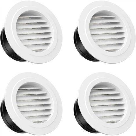Blanc 125 mm,Lot de 4 Grille de Ventilation Ronde, Grille D’aération en Plastique avec Moustiquaire, Grille Aeration pour Salle de Bain, Cuisine (1/5)