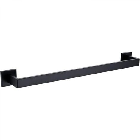 Porte-serviettes simple noir de 60 cm, porte-serviettes de salle de bain en acier inoxydable robuste, porte-serviettes de cuisine, montage mural avec vis, porte-serviettes avec porte-serviettes