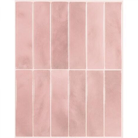 Lot de 5 autocollants muraux pour dosseret, autocollants muraux pour carrelage de cuisine et de salle de bain, rose (1/5)