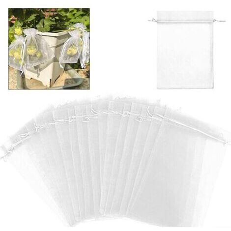 Filet anti-oiseaux et anti-insectes, sacs de protection pour fruits pour arbres et plantes, en organza, lavables et réutilisables, Lot de 100, 15 x 20 cm