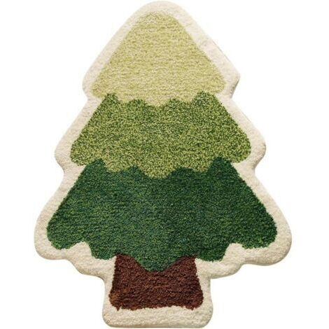 Tapis de bain sapin de Noël pour salon, tapis vert avec une excellente absorption et une grande facilité de lavage, tapis de douche antidérapant, tapis de porte de baignoire doux, épais et durable, dé (1/4)