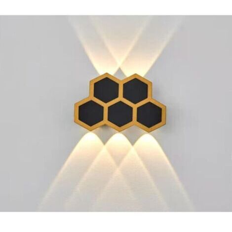 Appliques murales d'extérieur LED 5 W, noir et doré, étanches, éclairage vers le haut et vers le bas, blanc chaud (1/5)