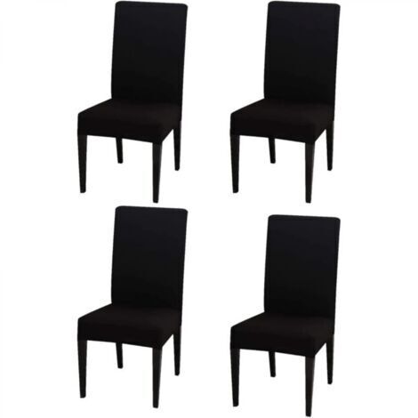 Ensemble de chaises noires 4 pièces, housse de chaise à dossier haut 383847cm, moderne, élastique et lavable, convient pour la salle à manger et la cuisine (1/5)