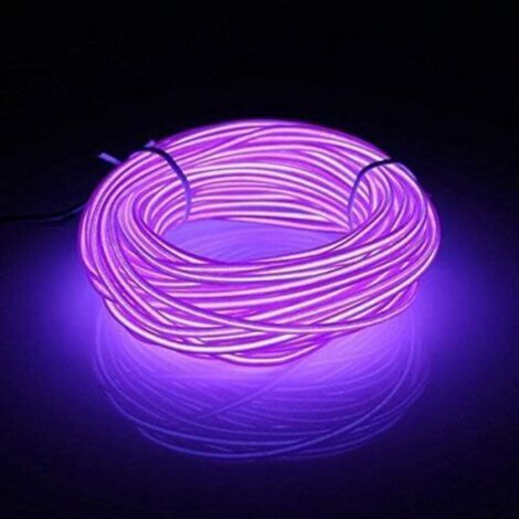 5M Fil Neon Flexible Lumiere avec le Pack de batterie Néon brillant l'effet stroboscopique fil électroluminescent Parti de Noel, Halloween Fete, Decoration Voiture (Violet) (1/4)