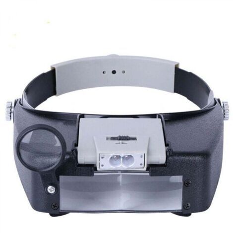 Bandeau Loupe Horloger Mains Libres Loupe avec Lumière Casque Loupe Grossissante avec LED Lumière, pour Horloger, Bijoutier, Lecture (1/5)