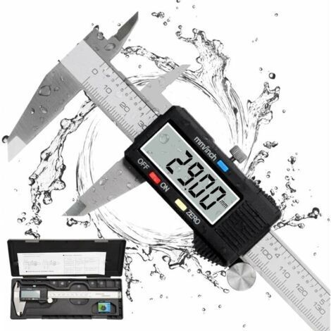 Pied a Coulisse, Pied à Coulisse Digital 150mm Acier Inoxydable Grand Écran LCD Précision Réglable 0.01mm, mm/inch conversion, Résiste aux Eclaboussures, Mesure de l'industrie domestique