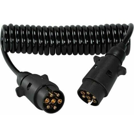 Câble spiralé d'extension de remorque à 7 broches  - Avec connecteur de prise de courant pour adaptateur de remorque - Connecteur de câble de câblage électrique à 7 conducteurs pour caravane de remorq