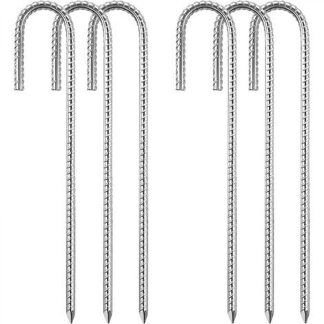 (8 mm x 30 cm) Piquets de tente en acier set de 6 Kit de fixation de trampoline en J galvanisé Tente de trampoline Tente de camping Balançoire Toile de trampoline