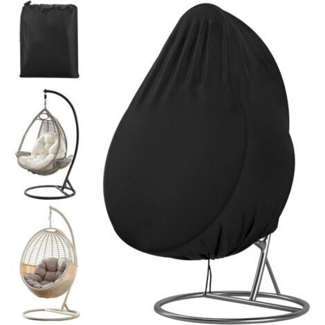 Couverture de Fauteuil Suspendu Housse de Protection pour Chaise Housses Imperméable pour Mobilier Balancelles de Jardin Noir (1)