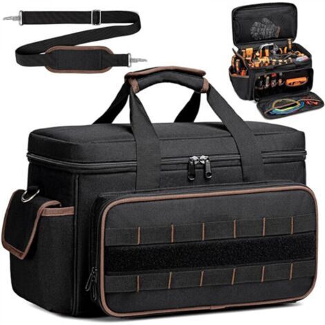Sac à outils noir, 432725cm, en tissu Oxford épais et durable, sac à outils robuste à porter en bandoulière et à la main. (1/5)