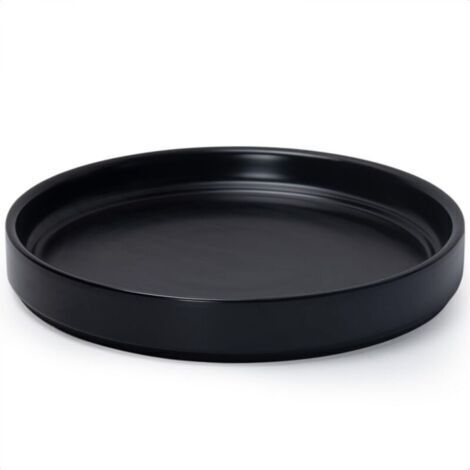 Pot de fleurs en céramique noir de 25 cm de diamètre extérieur, adapté aux bacs à fleurs d'intérieur et d'extérieur, 1 pièce (1/5)