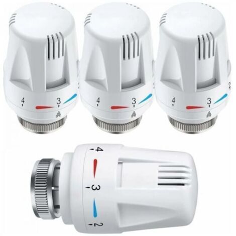 4pc Tête Thermostatique, 4 Pièces Thermostat, Tête De Rechange De Valve De Radiateur Standard M30 X 1,5 Contrôle De La Température, Blanc
