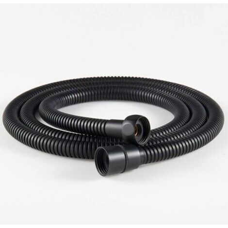 Tuyau de douche flexible en acier inoxydable 1 pièce 1,5 m, raccords en laiton, tuyau de pommeau de douche anti-torsion, tuyau de douche flexible - noir (1/5)