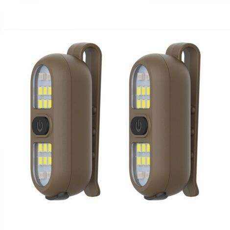 Lampe torche à clip, marron, 5,82,22,3 cm, lot de 2, lampe pour coureur/cycliste, lampe de sécurité rechargeable pour la marche nocturne, portable. (1/5)