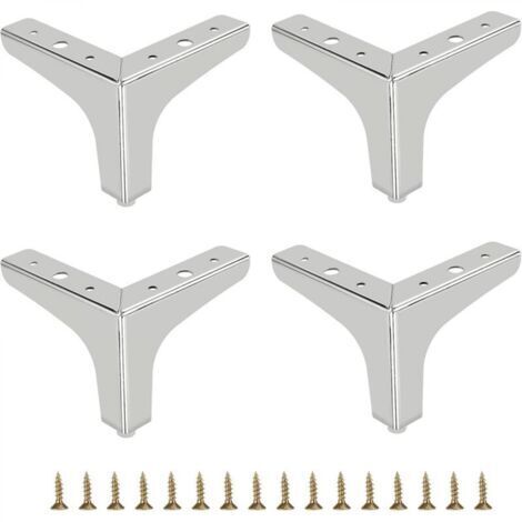 10cm Pied de canapé en métal 4 pcs Pieds de meuble modernes Pieds de meuble de canapé Pieds de rehausseur de meubles Pieds de rechange pour meuble TV Canapé Placard, Argent (1/5)