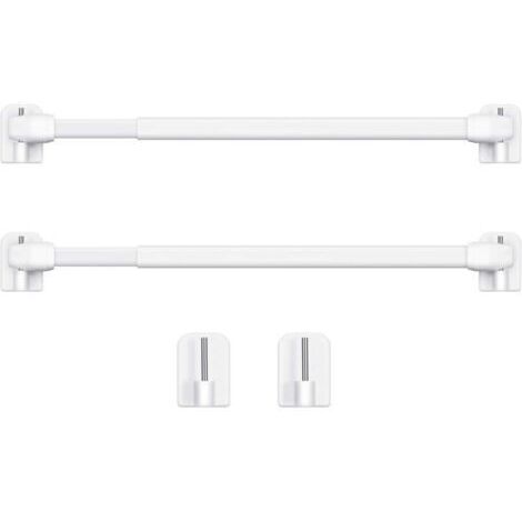 Tringle à Rideau en Plastique Réglable Tringle à Rideau Extensible pour Fenêtre Barres d'Armoire Tige de Tension Crochets de Tringle à Rideau Adhésive, 40-60cm (Blanc,2pcs) (1/5)