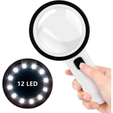 Loupe éclairée, loupe mature avec 12 lumières LED, loupe manu avec fonction d'éclairage 30X, loupe à (1/5)