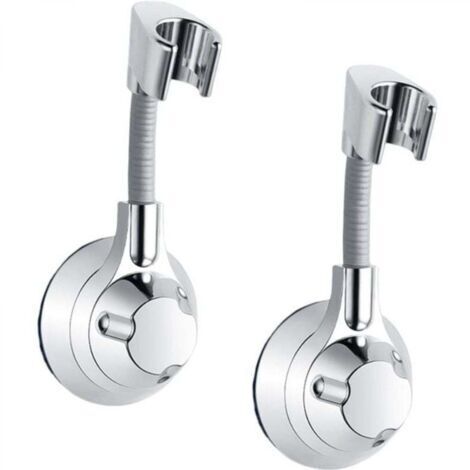 Support de pommeau de douche à angle réglable, sans perçage, support mural, support universel (lot de 2, argent) (1/5)