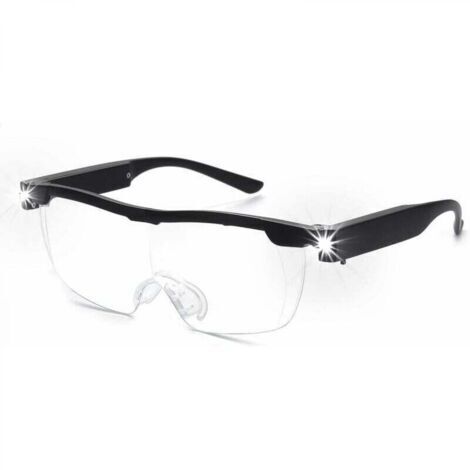 Loupe à 160 % - Fonctionnant sur piles - Avec lumière LED - Loupe puissante - Lunettes mains libres pour le travail de près, l'artisanat, la bijouterie, la lecture et la relaxation (1/5)