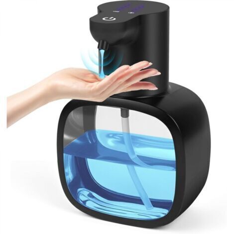 Distributeur de savon intelligent à capteur, modèle en mousse noire, 9,3618 cm, à poser sur un bureau ou à fixer au mur avec capteur. (1/5)