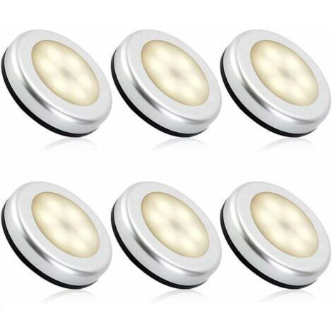 Veilleuse detecteur de mouvement intérieur,lampe led detecteur de mouvement pile pour escaliers, Eclairage LED Placard Armoire Couloir chambre enfant Auto ON / OFF Adhésif (6pcs,blanche chaude)