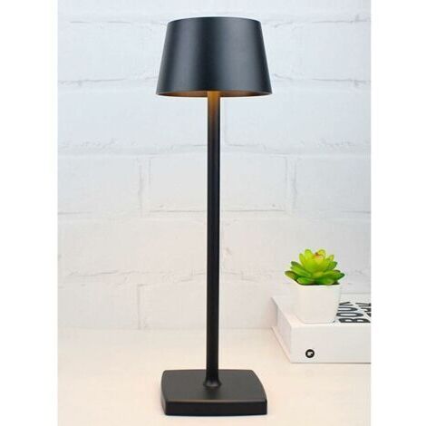 Lampe de chevet Lampe de table LED sans fil rechargeable, lampe de bureau alimentée par batterie 5200mAh, lumière portative en métal USB, mini petite lampe de chevet pour restaurant extérieur bar café