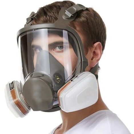 Masque facial complet réutilisable, respirateur complet, masque à gaz anti-poussière, filtres doubles remplaçables pour la peinture, la pulvérisation, le soudage et la protection de la sécurité au tra (1/5)