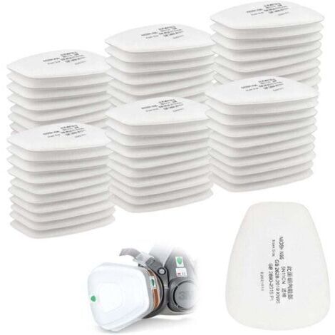 Cartouches filtrantes de rechange en coton pour masque facial complet 3M 5N11 CN, lot de 60, pour filtres 6000, 6200, 6800, 7501, 7502 et FF402 (blanc) (1/4)