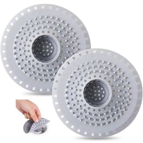 2 Pièces Attrape Cheveux Baignoire Silicone,Filtre Douche Cheveux Ronde,Filtre Evier Salle de Bain Universel,Grille Lavabo Cuisine Ronde,Protection Evier Anti Bouchage,Shower Drain Hair Catcher