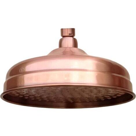 Pommeau de douche rond en cuivre rouge antique de 1 pouce, tube d'extension pour pommeau de douche à effet pluie, bras de fixation murale, accessoires de salle de bain (1/4)