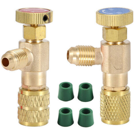 Lot de 2 soupapes de sécurité pour liquide réfrigérant R410A R22, adaptateur de sécurité 1/4\