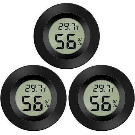 3-Pack Hygromètre Thermomètre Numérique LCD Moniteur Humidimètre Jauge pour Humidificateurs Déshumidificateurs Serre Sous-Sol Babyroom