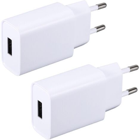 2 Pack Chargeur USB 5V 2A Adaptateur Prise Secteur Compatible avec iPhone,Samsung,écouteurs,Lecteur ebook,Lampe Table,Consoles Jeux,Routeur,Bluetooth Speaker