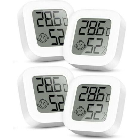Mini Thermomètre Numérique LCD - Thermomètre et Hygromètre d'Intérieur, Thermo-Hygromètre, Humidomètre pour Chambre de Bébé, Salon, Bureau, Serre, Cave à Vin, 4 Pack (1/4)