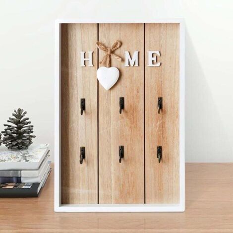 Boîte à Clés en Bois: Boîte à Clés Murale en Bois avec 6 Crochets, Armoire à Clés Moderne en Bois, Porte Clef Mural en Bois, Boîte de Clés Armoire à Blés Pour Salon