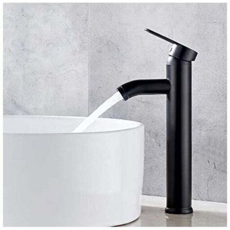 Mitigeur de lavabo, robinet de vasque noir, robinet de haute qualité, robinet de salle de bain, résistant à l'usure, convient aux diamètres intérieurs de 32 à 42 mm.