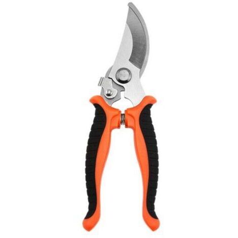 Orange, 2 pièces, sécateur à lame franche, avec poignée pivotante, pour branches et brindilles fraîches, revêtement antiadhésif, lame en acier inoxydable, longueur : 24 cm, (1/4)