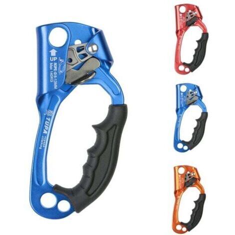 Ascendeur d'escalade, poignée ascendante, outil de corde d'escalade, équipement d'escalade et d'arboriculture, matériau en alliage d'aluminium-magnésium forgé à chaud, adapté à 8-12 mm/Bleu [main dro