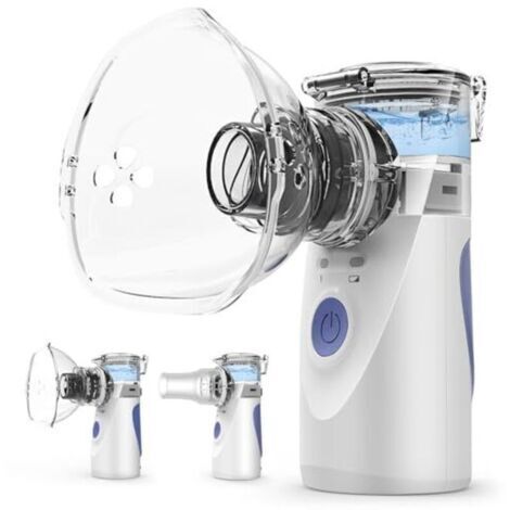 Dispositif d'inhalation portable - Ultra silencieux, brume réglable (1-5 µm), taille des particules ≤ 3,5 µm, fonctionnement sur secteur et sur batterie, 3 types de masques pour adult