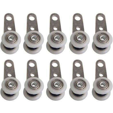 Lot de 10 roulettes pour baie vitrée ou porte coulissante – métal et plastique – 4,5 x 1,9 cm